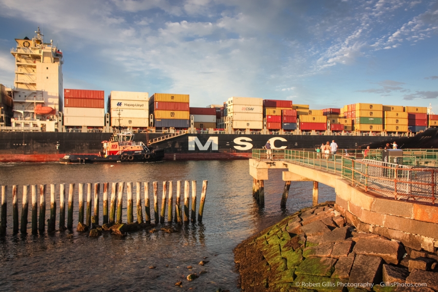 100 Castle Island - MSC Tamara Cargo Container Ship at Sunset