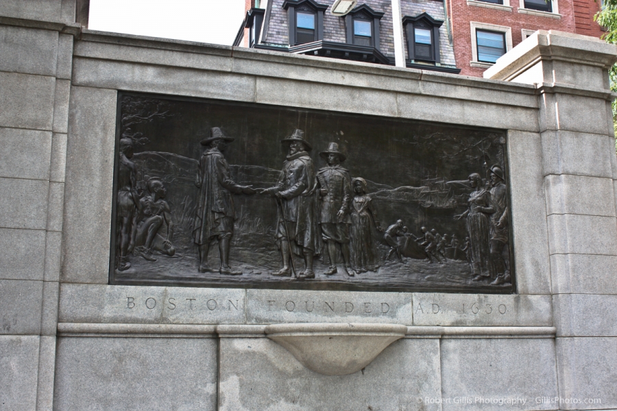 14 Boston Common - Founding of Boston Monument - Boston Common side