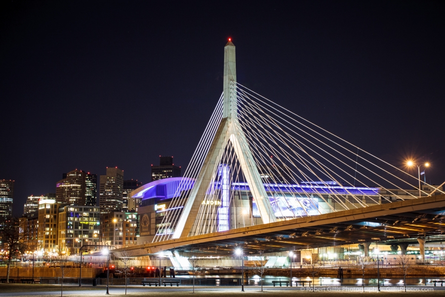 35 Night Image - Leonard Zakim Bunker Hill Memorial Bridge Boston