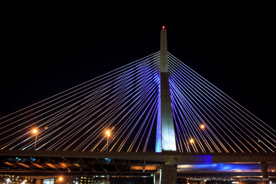 36 Night Image - Leonard Zakim Bunker Hill Memorial Bridge Boston