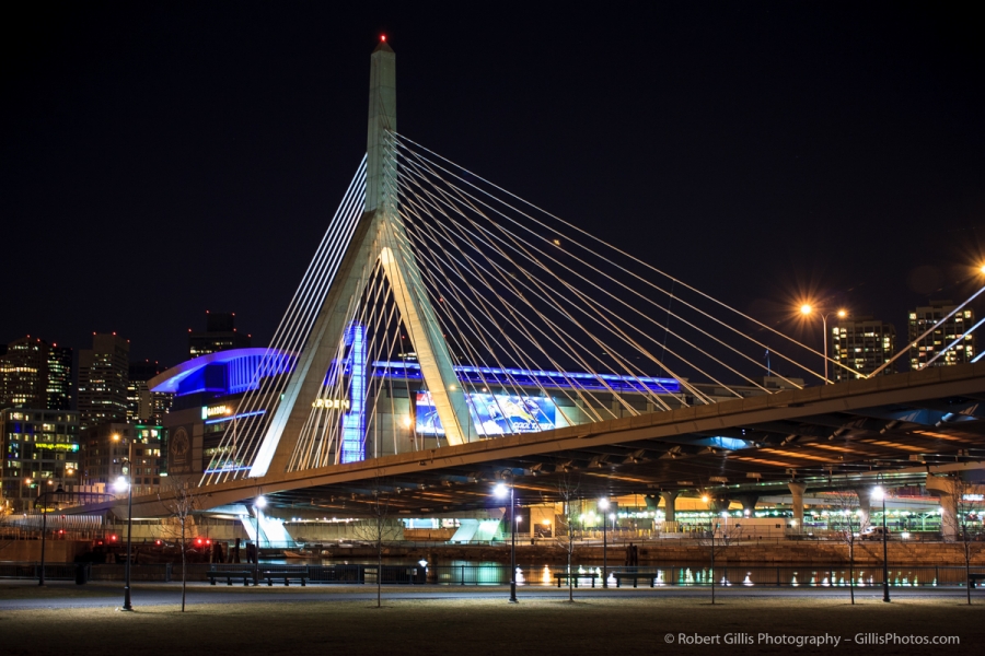 37 Night Image - Leonard Zakim Bunker Hill Memorial Bridge Boston