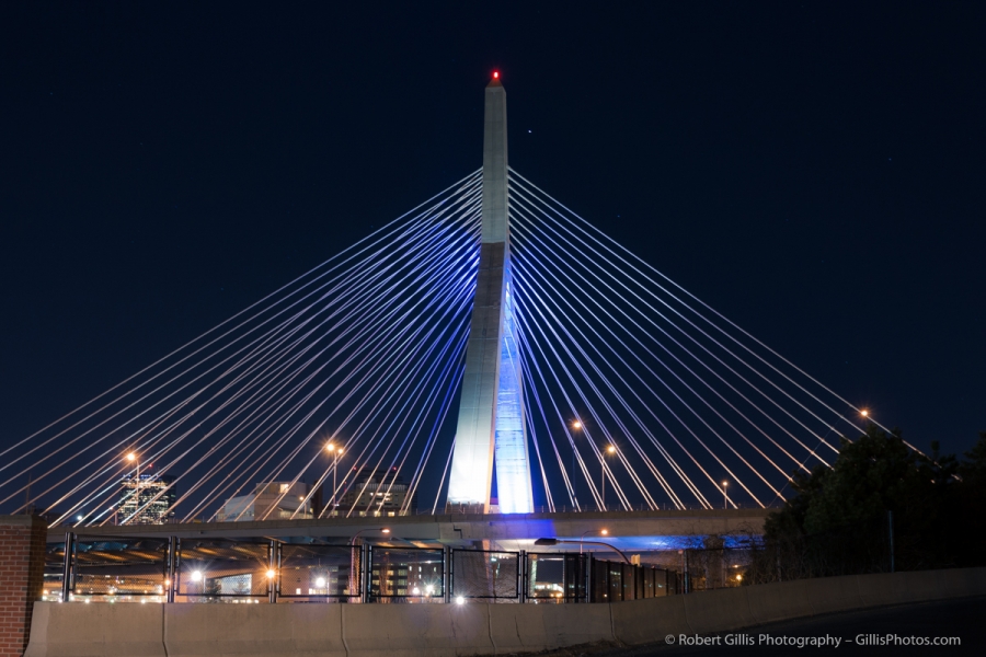38 Night Image - Leonard Zakim Bunker Hill Memorial Bridge Boston