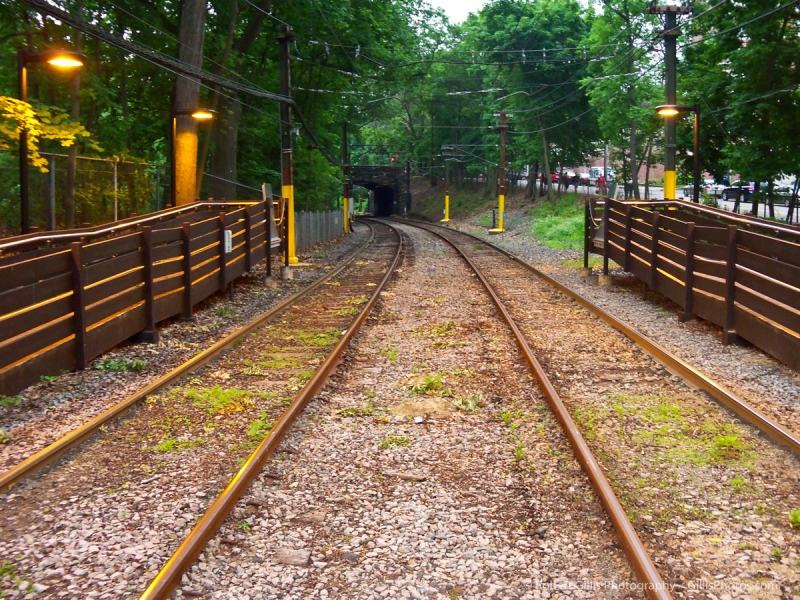 23 MBTA - Tracks at Longwood Station on a rainy afternoon