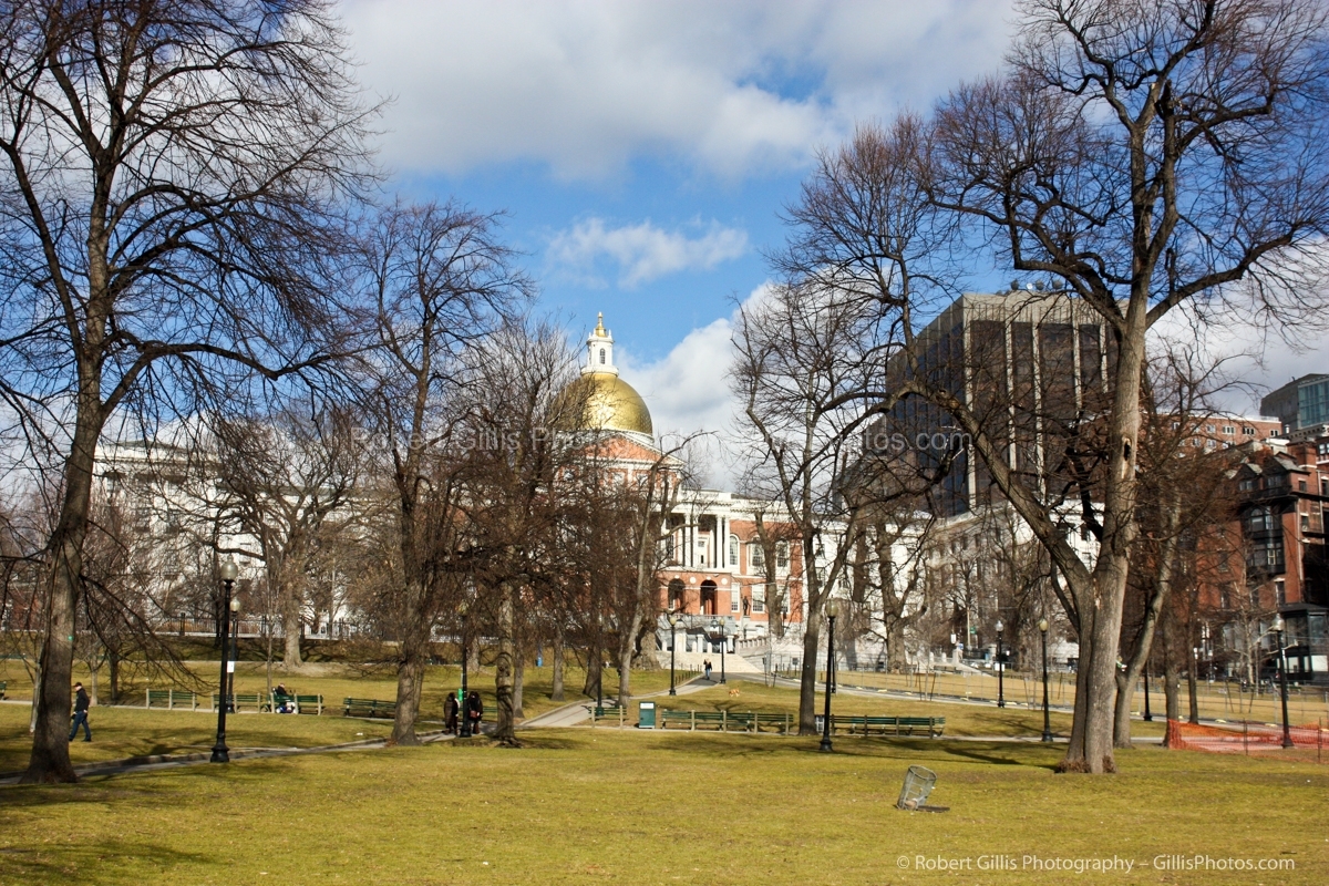 11 Massachusetts State House in winter across Boston Common