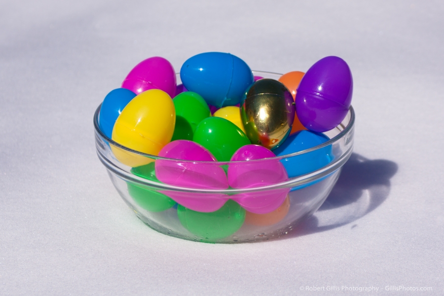 18 Easter - Something Different - Color Easter Eggs in a glass bowl in the snow