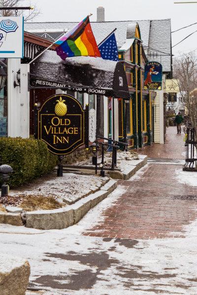 063-Ogunquit-Old-Village-Inn-and-Harbor-Candy-Store-On-A-Snowy-Morning