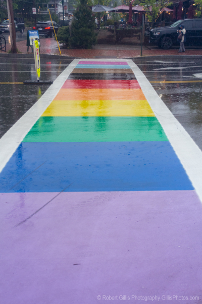 084 Ogunquit - New (2023) Beach Street Pride Crosswalk in the rain