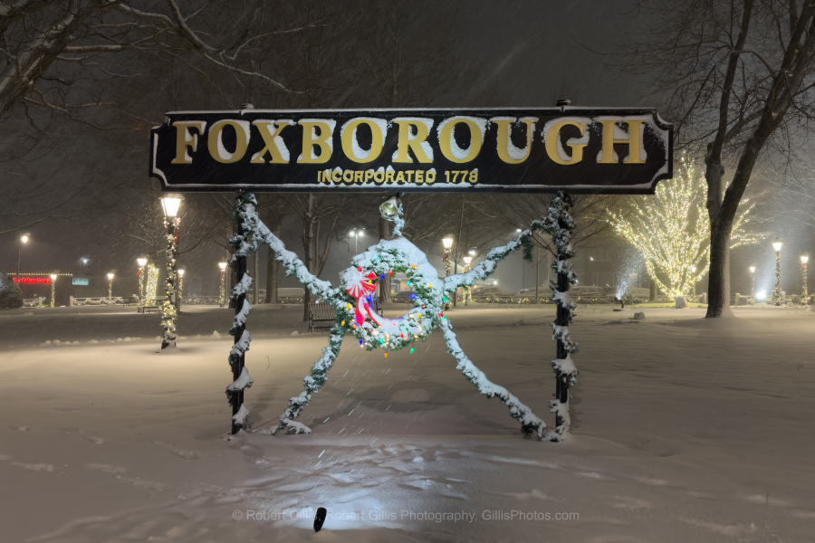 083-Foxboro-Christmas-Town-Sign-Night-Snowstorm