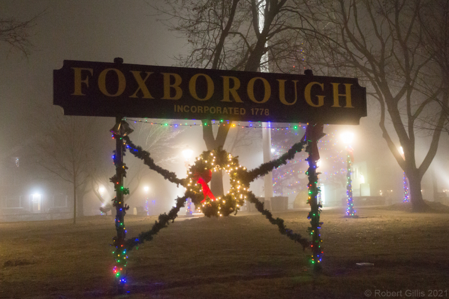 064-Foxboro-Christmas-on-Foggy-Night-Foxboro-Sign