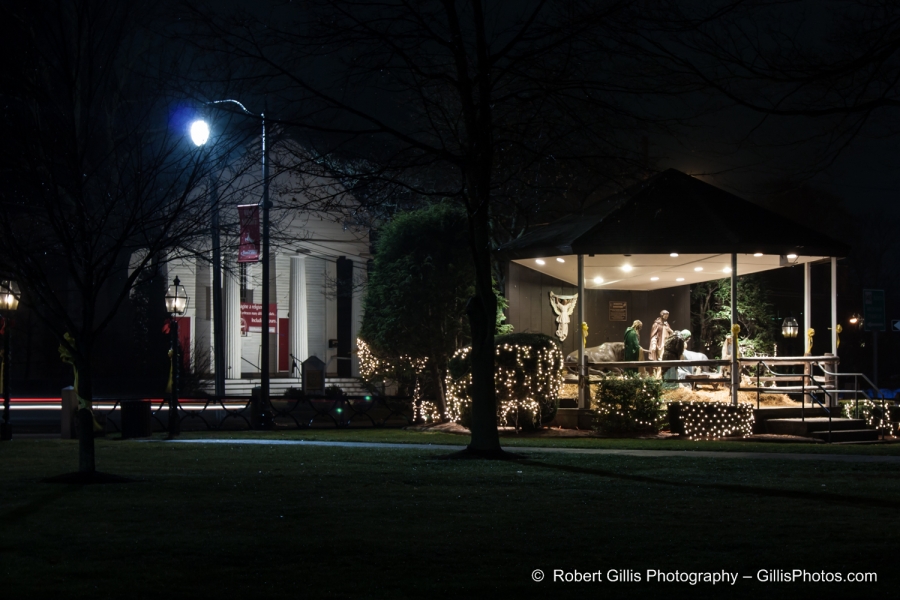 26 Foxboro Christmas - Nativity Set on Bandstand and Universalist Church - Night