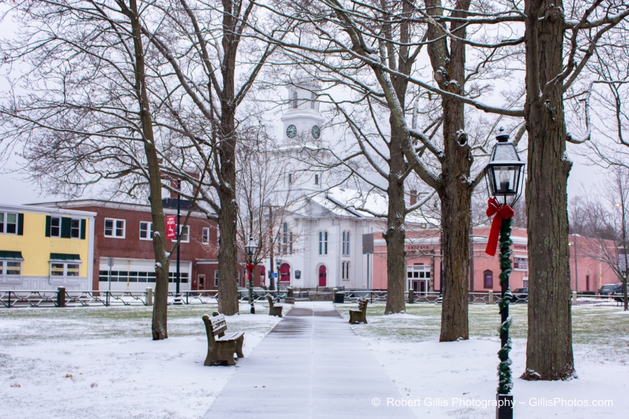 28 Foxboro Christmas - Bethany Church and Foxboro Common - Snowy December Morning