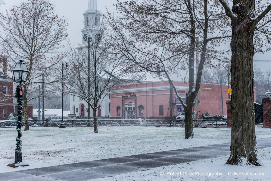 29 Foxboro Christmas - Foxboro Common and Orpheum Theater - Snowy December Morning