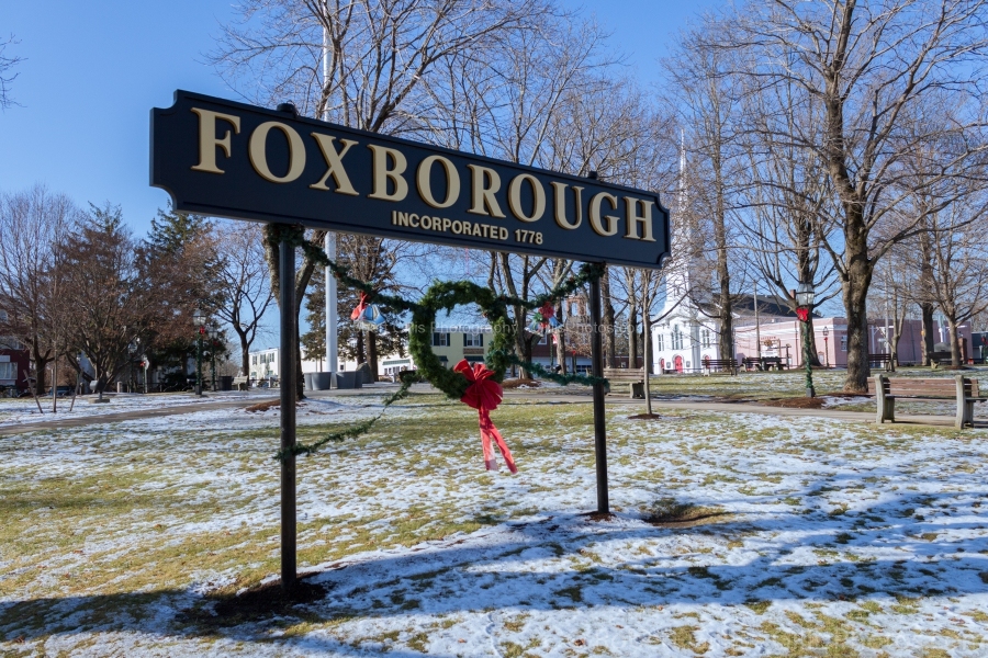 35-Foxboro-Christmas-New-2019-Foxboro-Sign-Snow-Wreath
