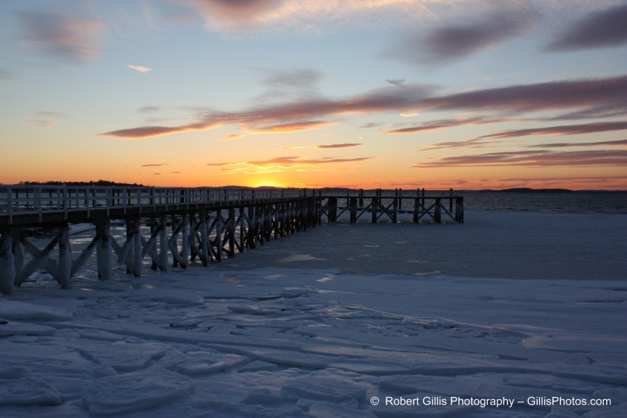 23 Hull - Nantasket - Sunset at Snow and Ice Covered A Street Dock