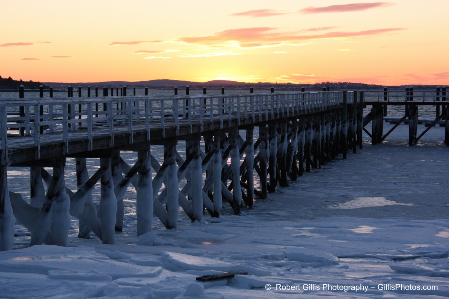 24 Hull - Nantasket - Sunset at Snow and Ice Covered A Street Dock