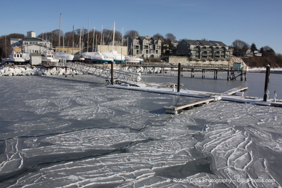 31 Hull - Nantasket - Snow and Ice Covered A Street Dock Slips