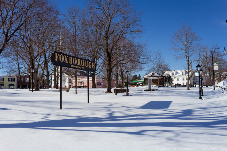 101-Foxboro-Common-and-Sign-Blue-Sky-Day-After-Snowstorm