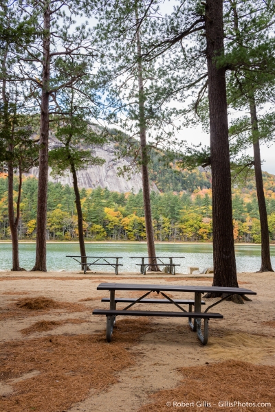 07 Echo Lake - Picnic Tables And Lake In Autumn