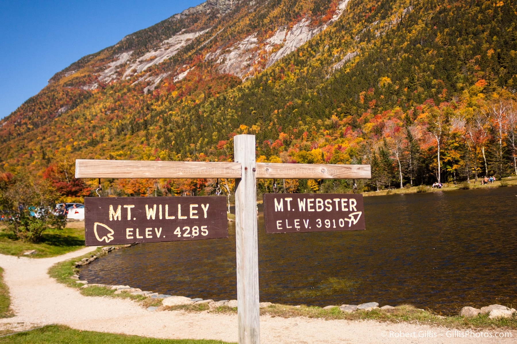 53 Crawford Notch - Willey and Webster Sign Autumn