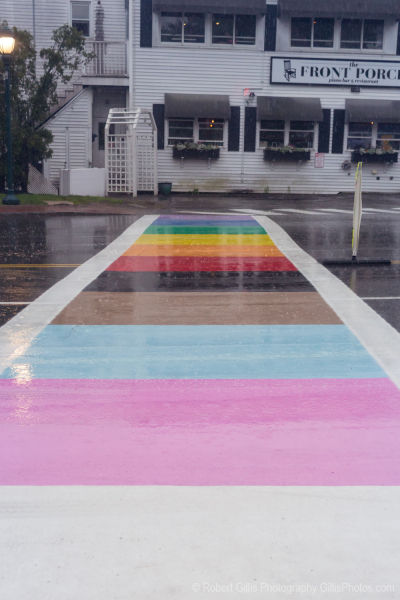 086 Ogunquit - New (2023) Beach Street Pride Crosswalk in the rain
