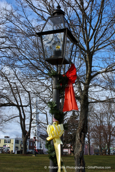 13 Foxboro Christmas - Lantern Against Blue Sky At Christmas on Foxboro Common