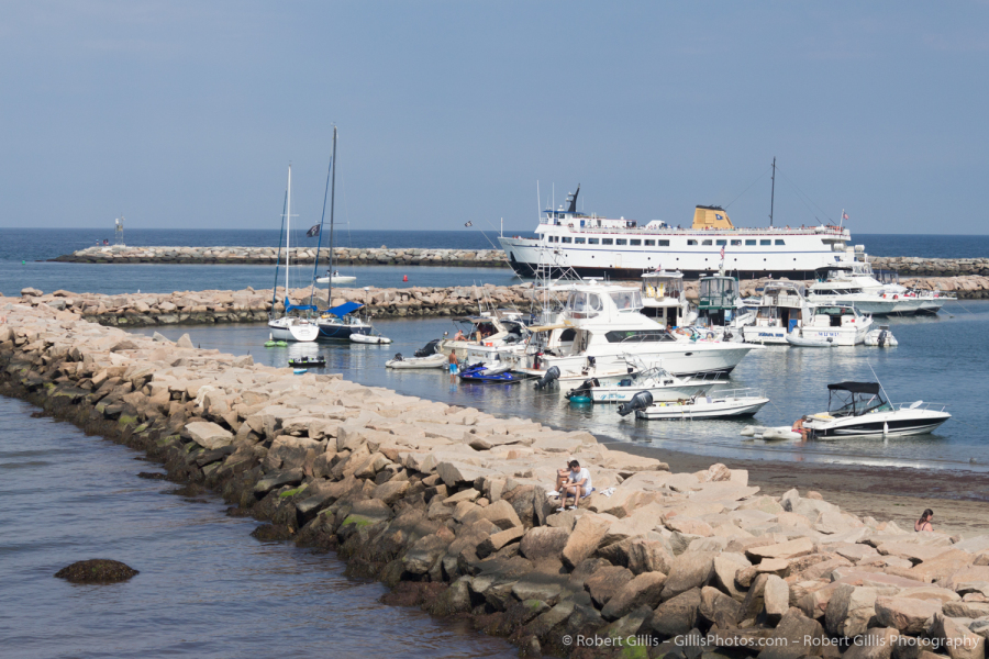 024-Block-Island-RI-Jetty-and-Outgoing-Ferry-at-Crescent-Beach