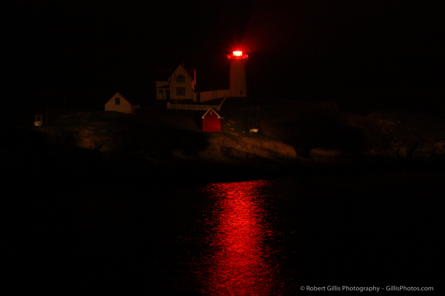 040 - Cape Neddick Nubble Lighthouse - Red Light at Night