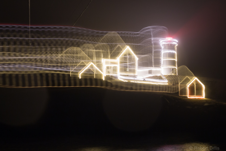 068-Cape-Neddick-Nubble-Lighthouse-Lit-Up-On-Foggy-Night-Blurred-Warp-Speed-Image