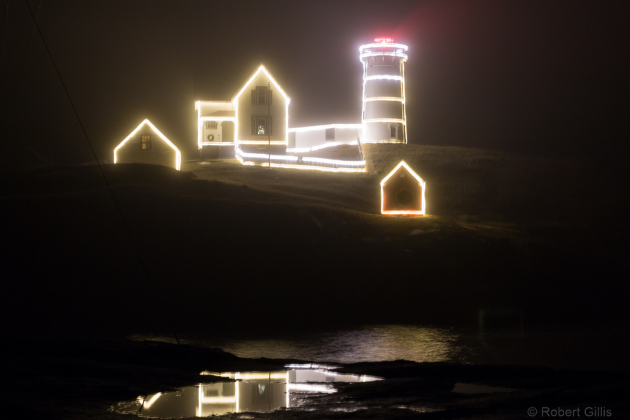 069-Cape-Neddick-Nubble-Lighthouse-Lit-Up-On-Foggy-Night